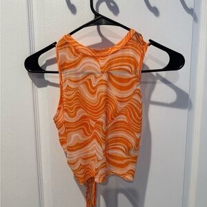 SHEIN Orange and White Swirl Tank Top